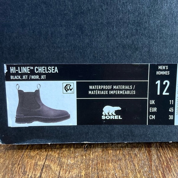 NEW with box Sorel Hi-Line Waterproof Chelsea Boot Men’s Size 12 Black - Picture 10 of 10